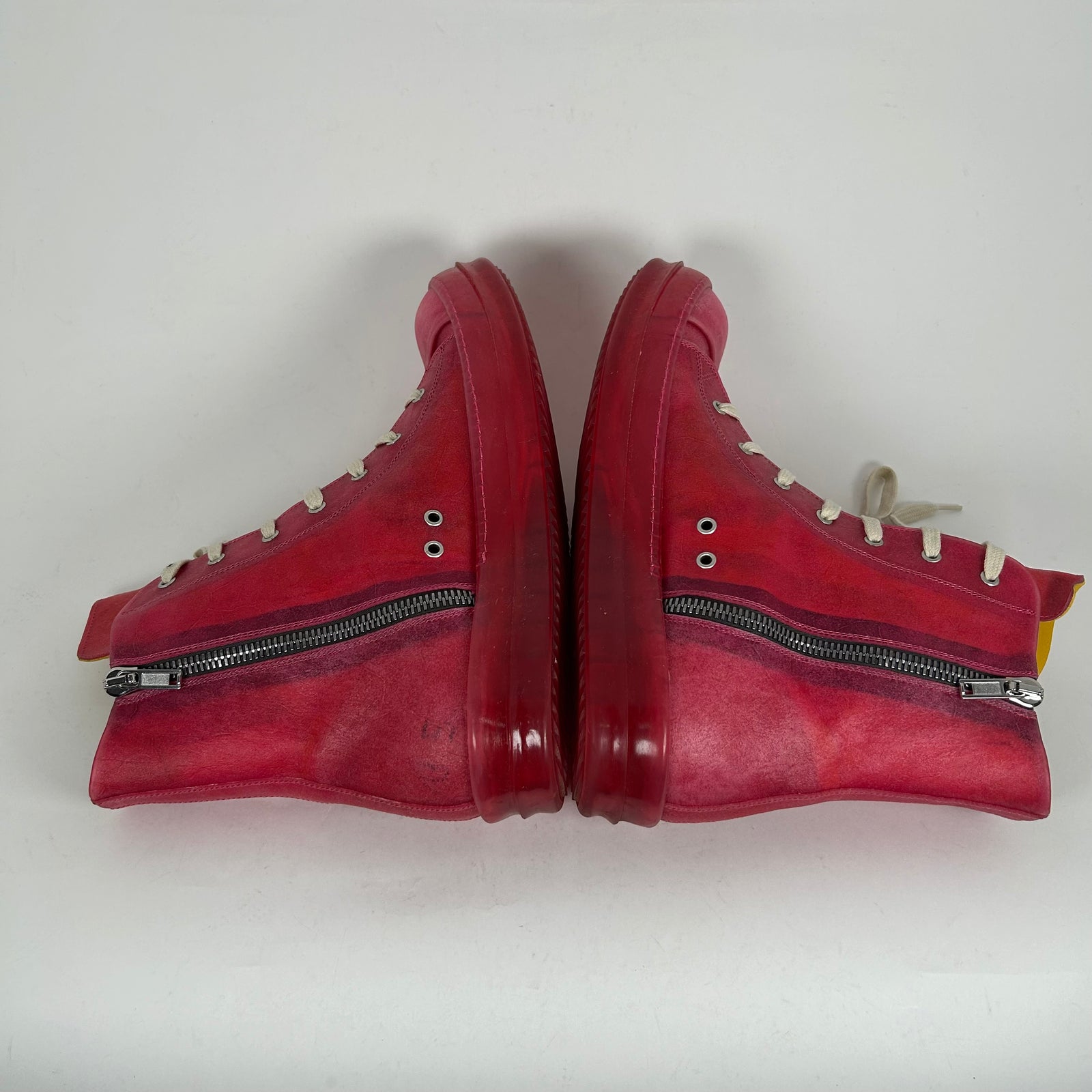 Rick Owens Pink 'Flesh' Ramone High-Top Size 14