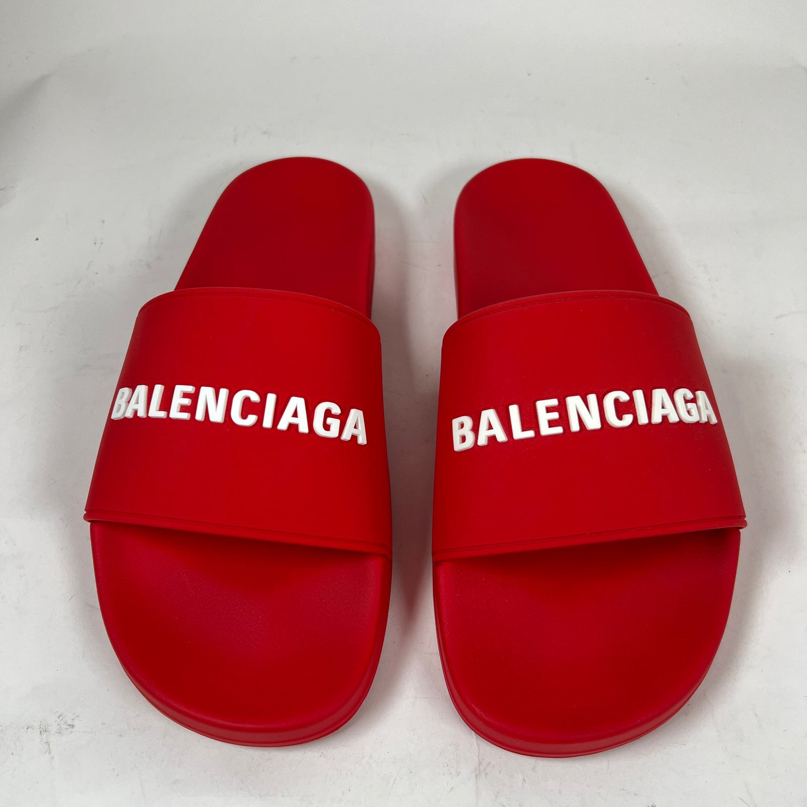 Balenciaga Red Rubber Pool Slide Size 46