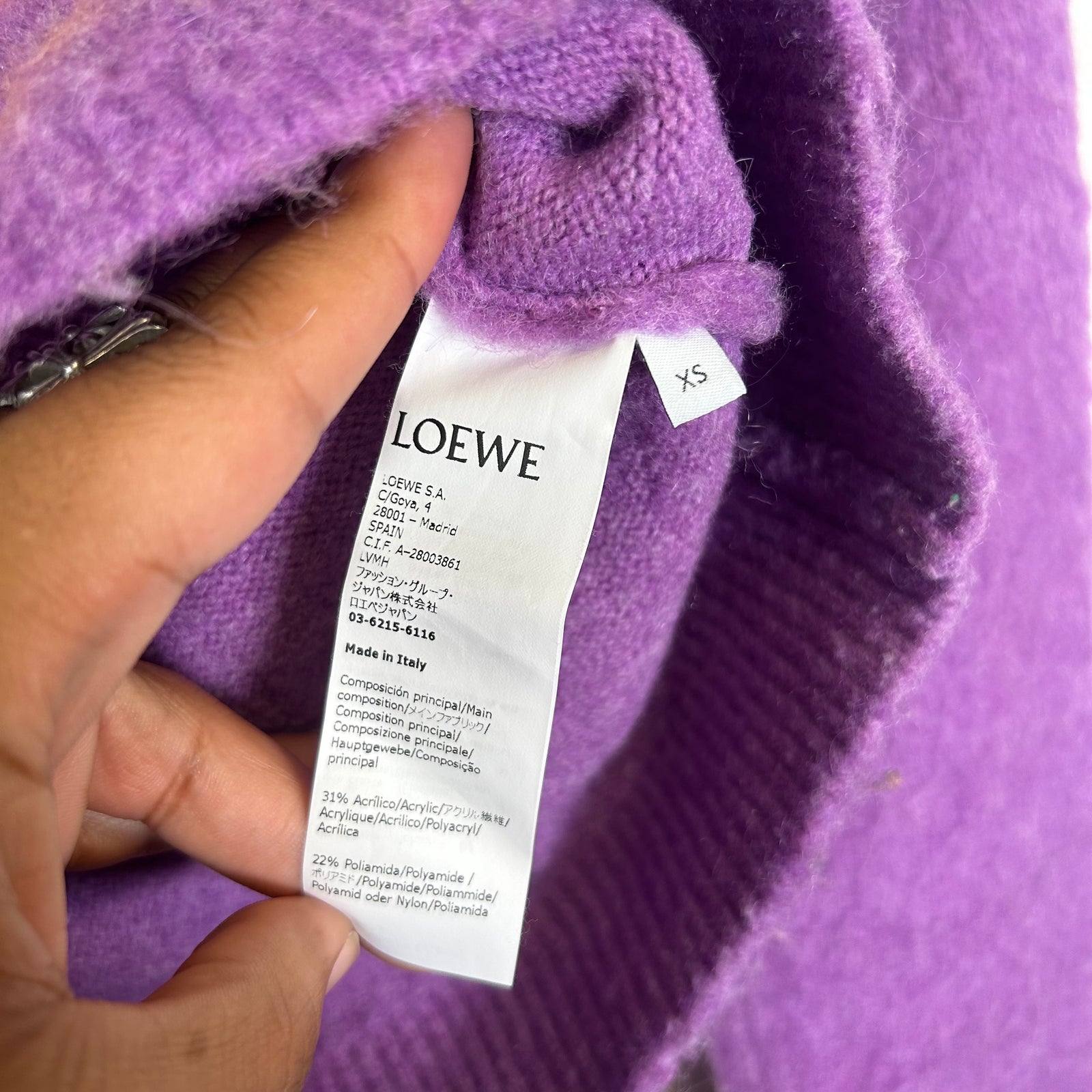 Loewe Multicolor High-Neck Intarsia Knit Sweater Size XS