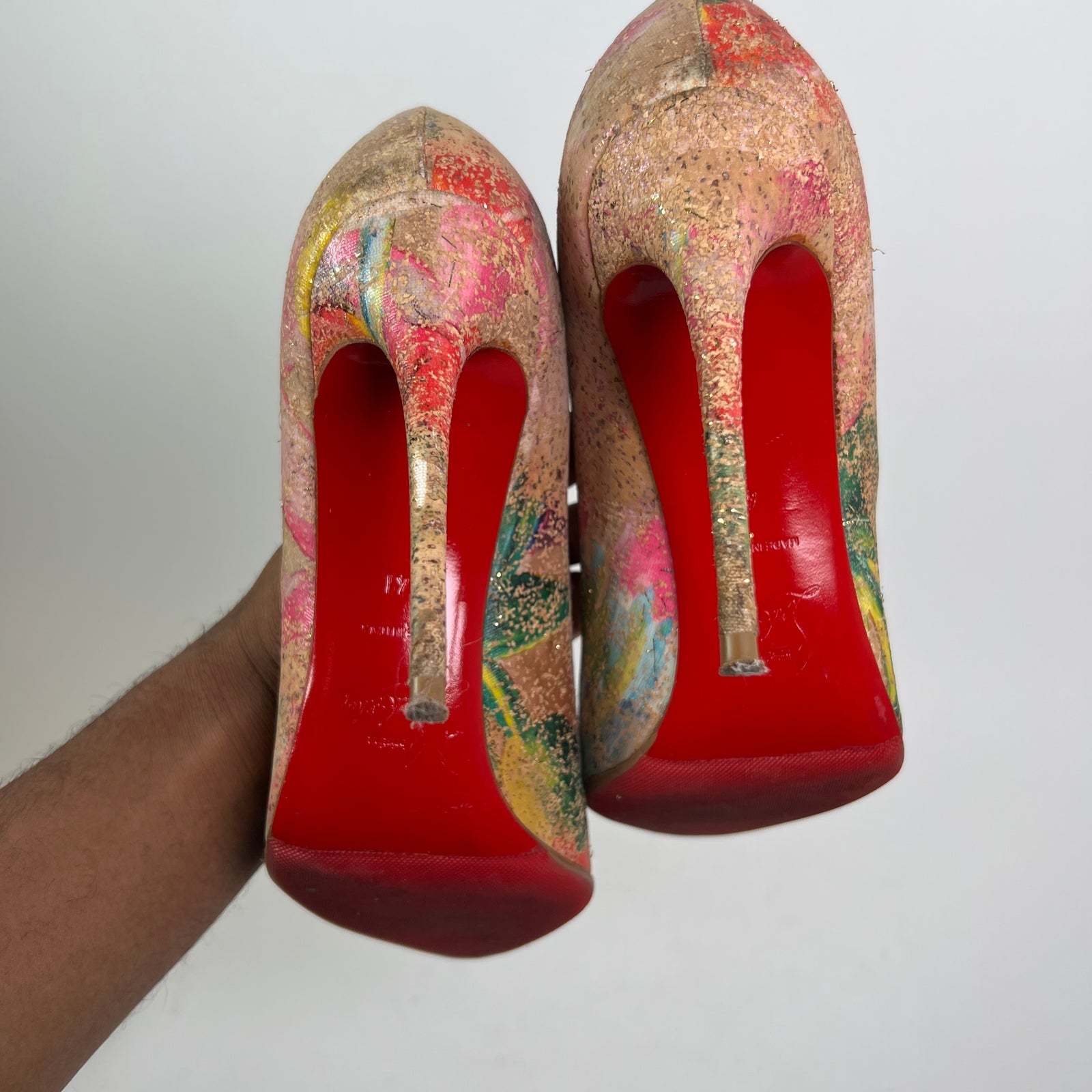 Christian Louboutin Blooming Cork Pigalle Follies 100 Heels