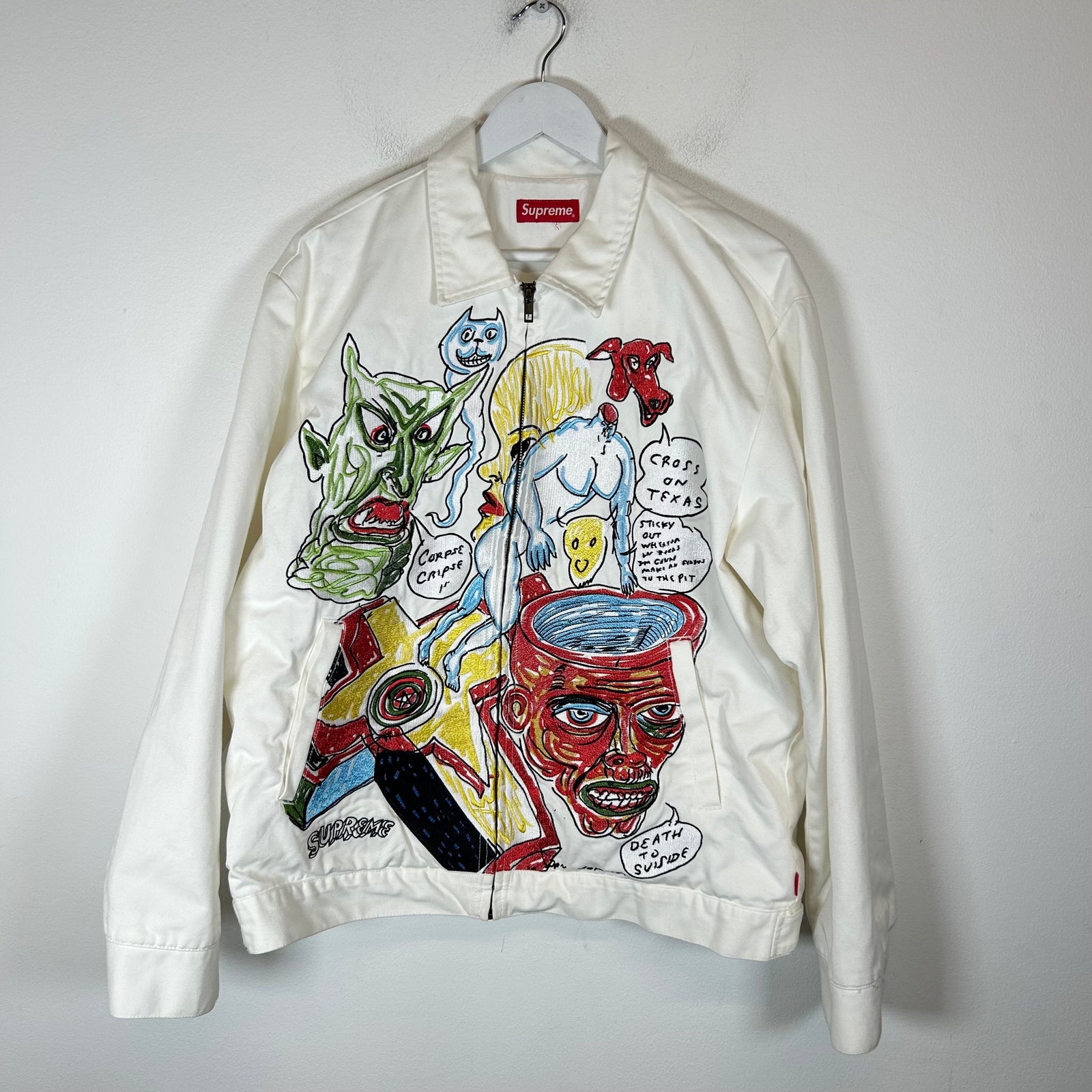 Supreme Daniel Johnston White Embroidered Work Jacket Size M