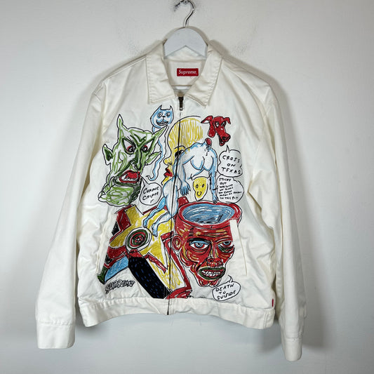 Supreme Daniel Johnston White Embroidered Work Jacket Size M