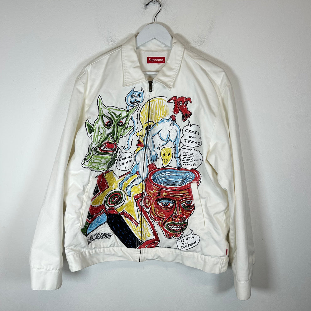 Supreme Daniel Johnston White Embroidered Work Jacket Size M