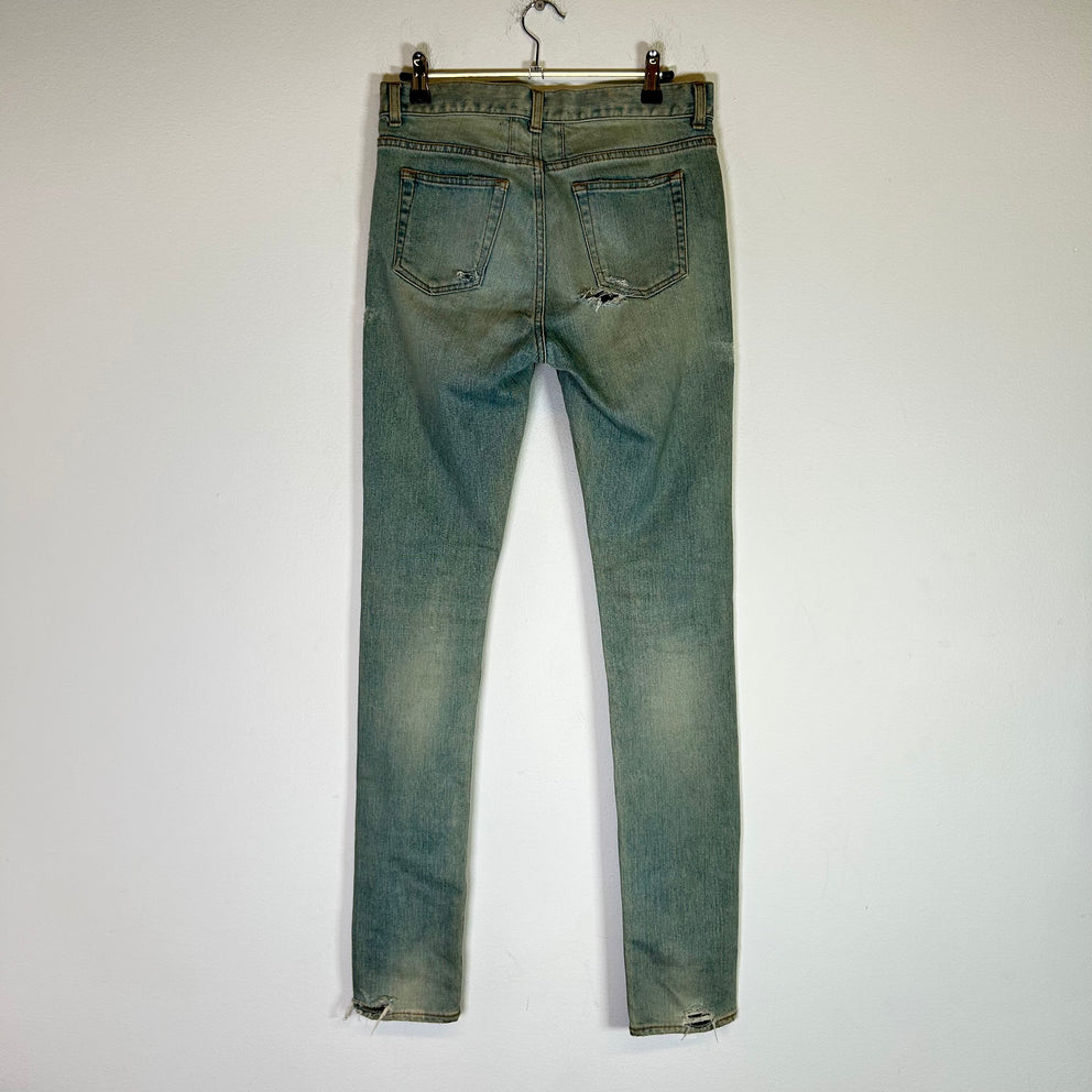 Saint Laurent D05 Blue Knife Cut Denim Jeans Size 27