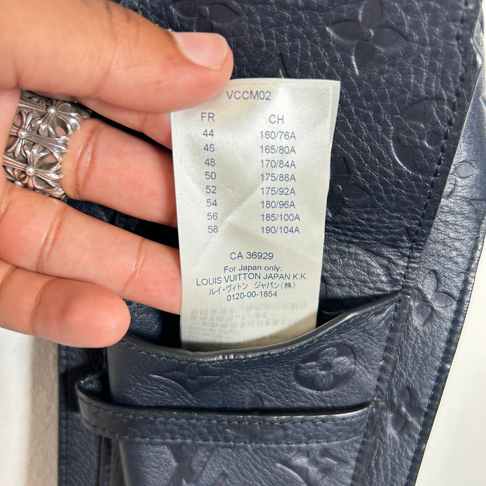 Louis Vuitton Navy Embossed Monogram Leather Utility Vest Size M