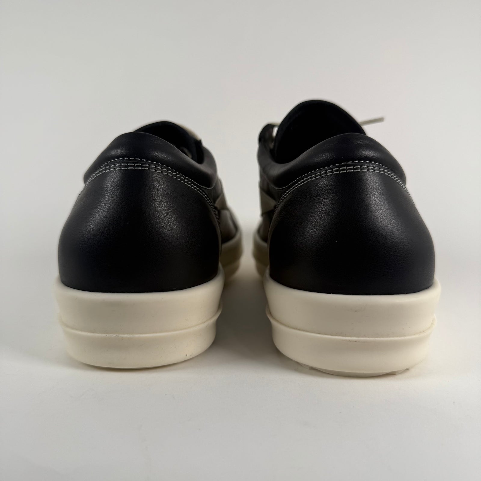 Rick Owens Black Leather Vintage Low-Top Sneakers Size 45