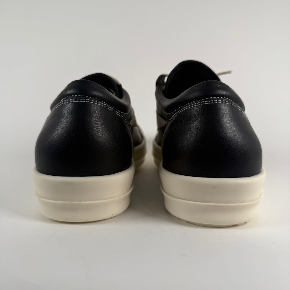 Rick Owens Black Leather Vintage Low-Top Sneakers Size 45