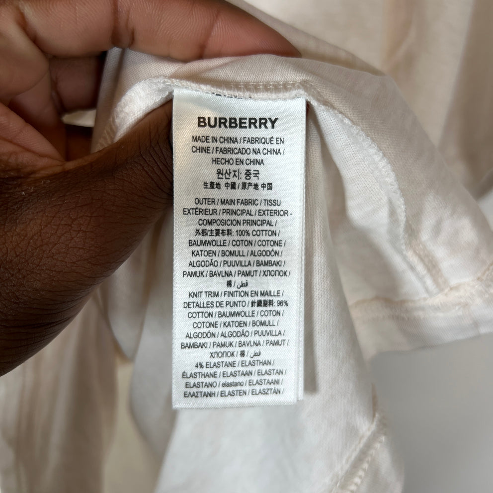 Burberry White Tonal Logo T-Shirt Size L