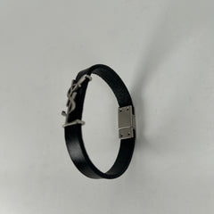 Saint Laurent Black 'YSL' Leather Bracelet