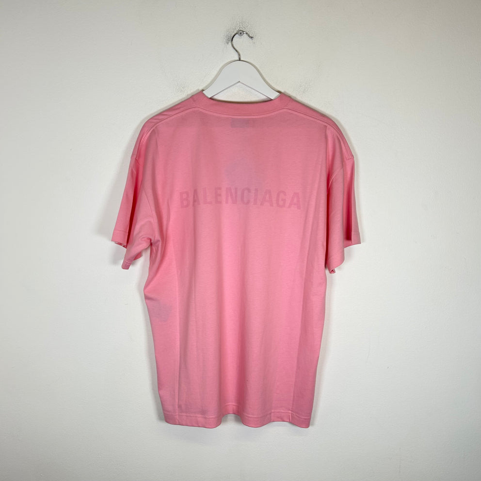 Balenciaga Pink Logo T-shirt Size L