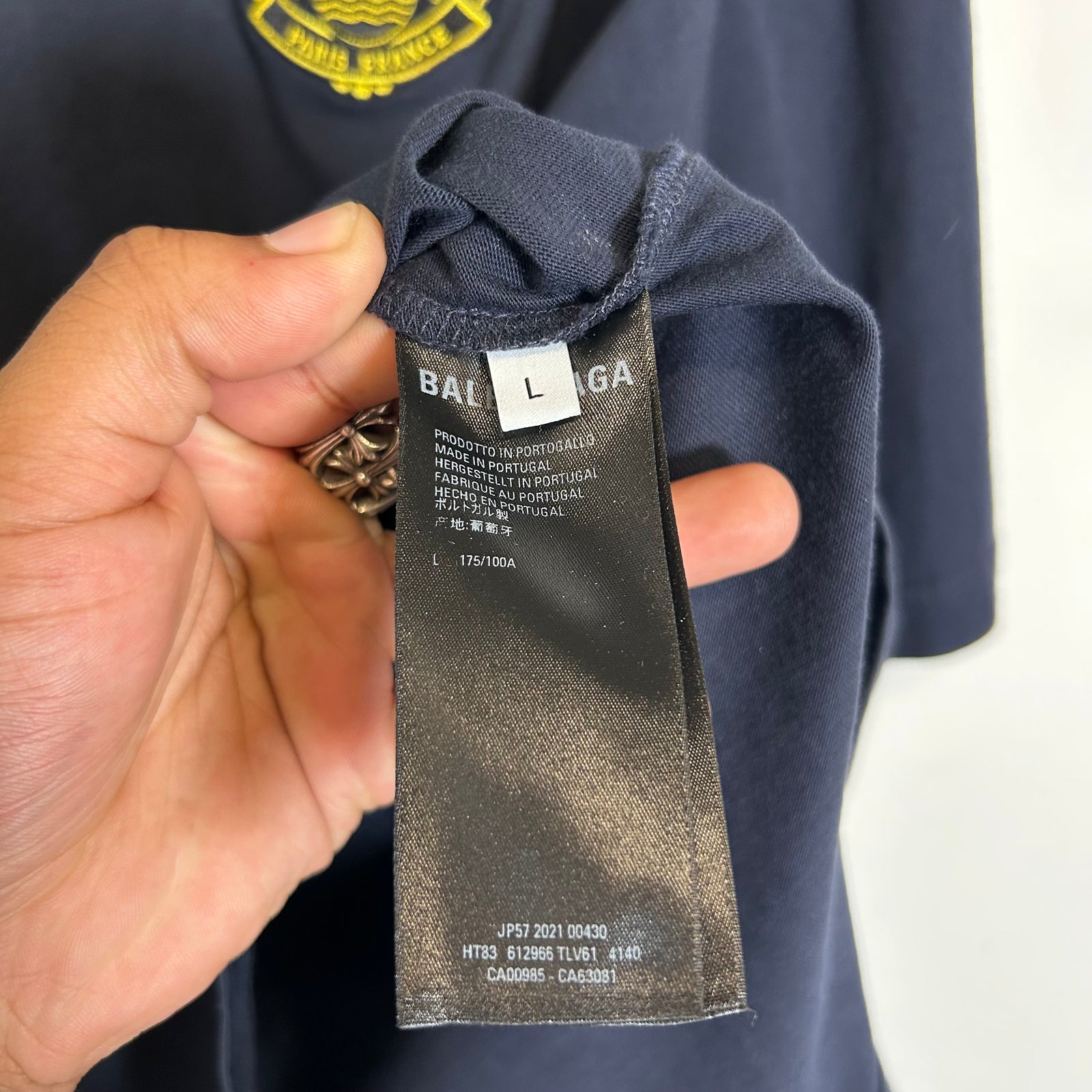 Balenciaga Navy Quest Logo T-Shirt Size L