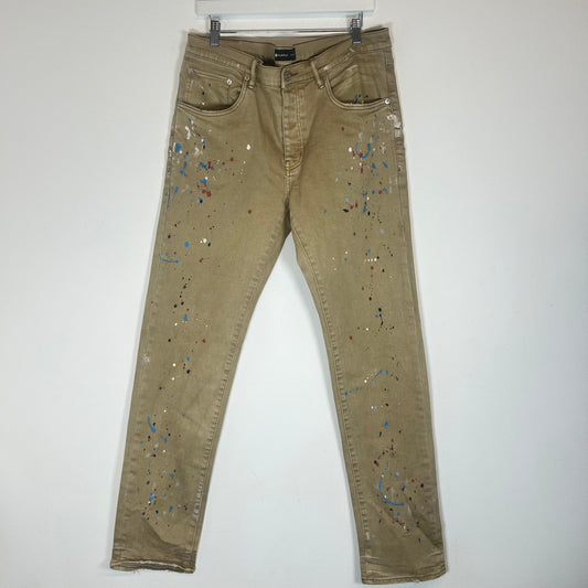 Purple Brand Tan Paint Splatter Jeans Size 36