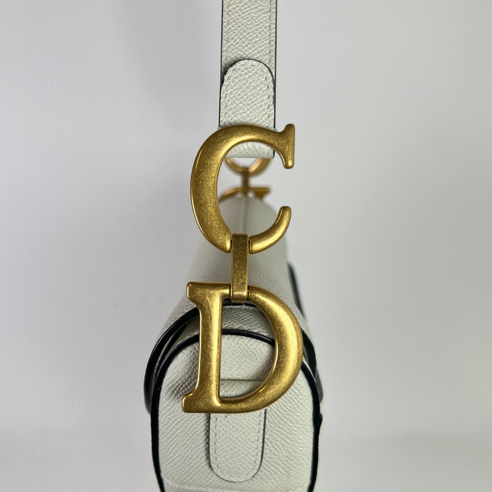 Dior Latte Grained Calfskin Medium Saddle Bag