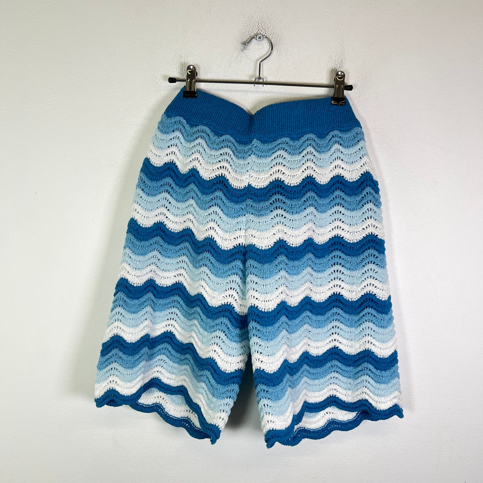 Casablanca Blue Wavy Gradient Crochet Shorts