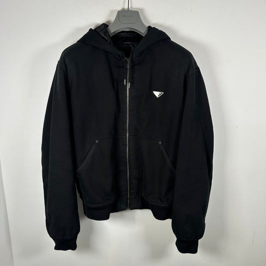 Prada Plaque Logo Hooded Work Jacket