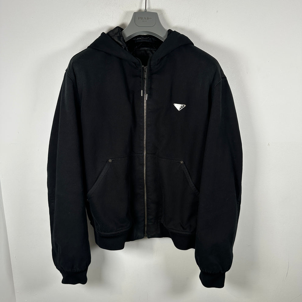 Prada Plaque Logo Hooded Work Jacket