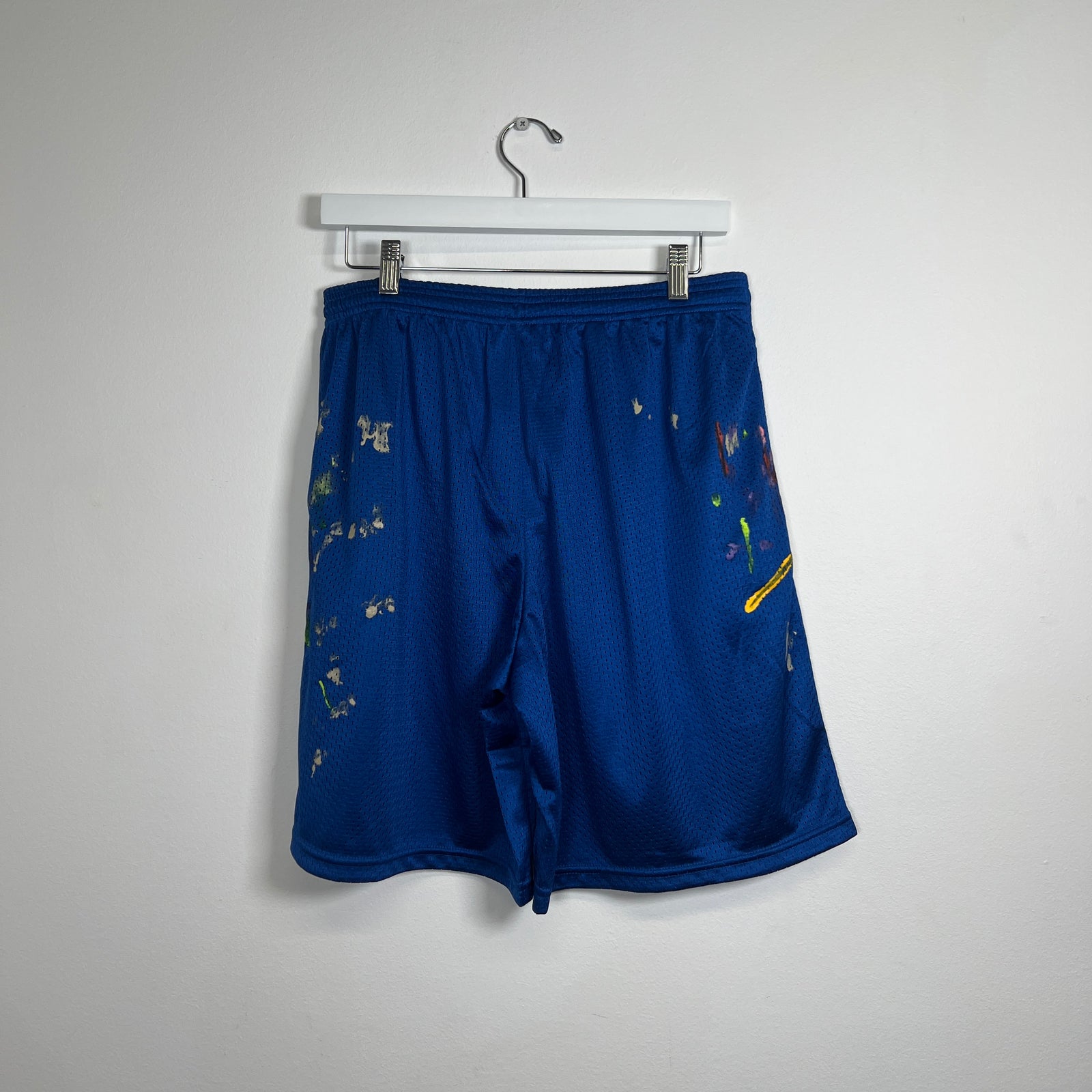 Galley Dept Paint Splatter Blue Jersey Shorts Size L