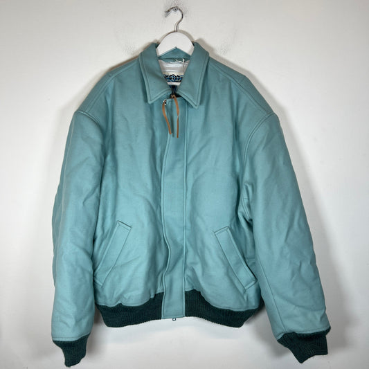 Acne Studios Light Blue Embroidered Logo Bomber Jacket Size XL