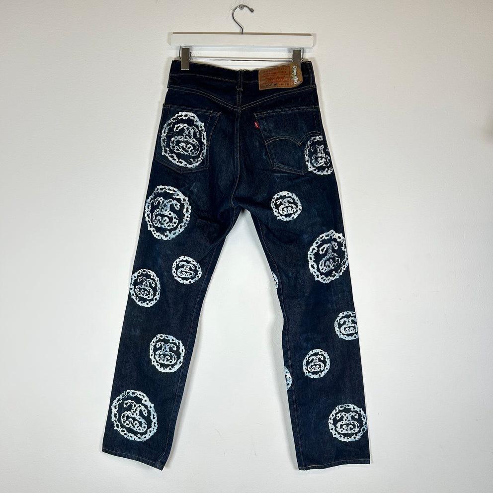 Denim Tears x Stussy Darkwash Selvedge Wreath Jeans Size 30
