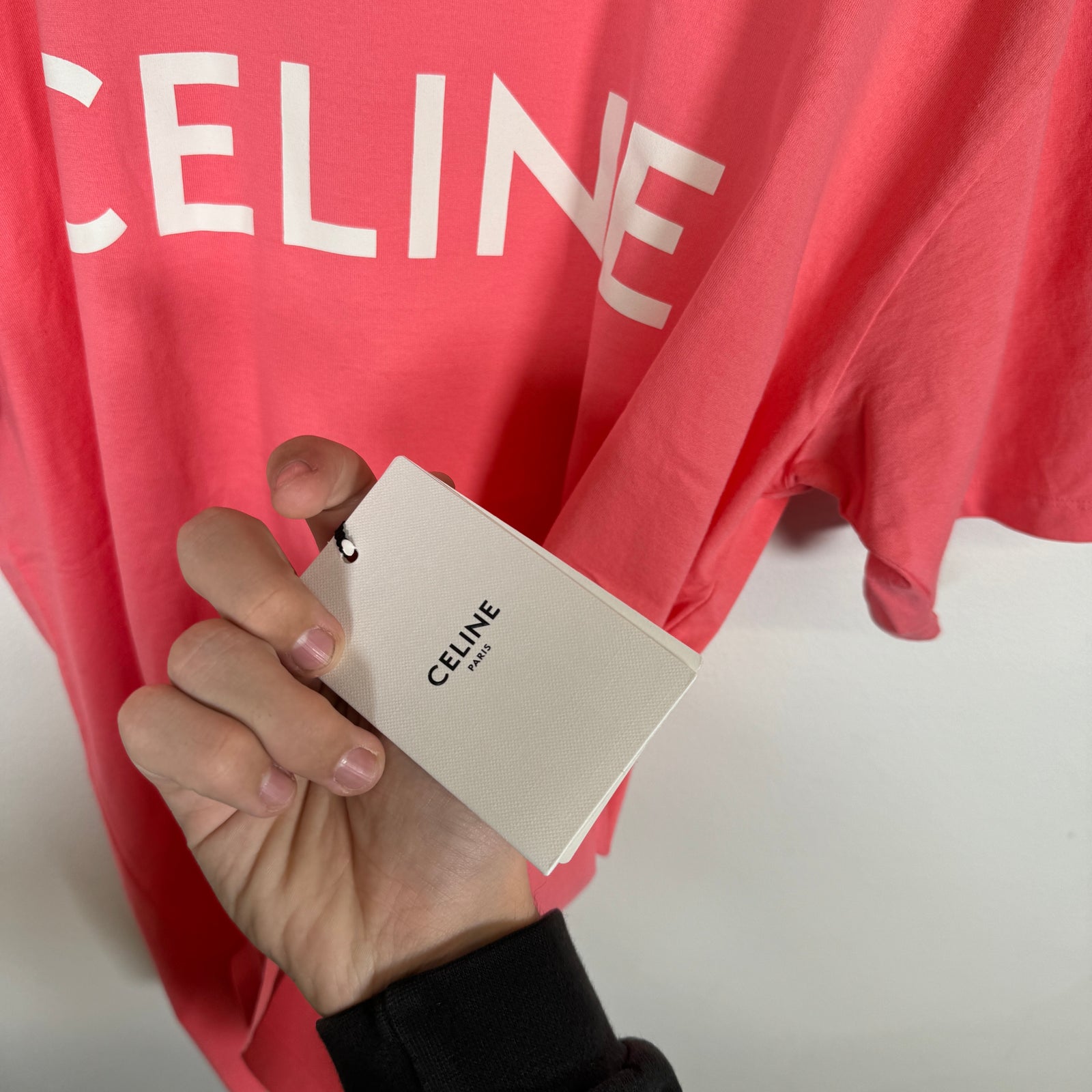 Celine Pink Logo Tee Size M