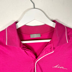 Dior Pink Cursive Logo Polo Shirt Size L