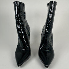 Saint Laurent Black Croc Embossed 'Opyum'  Ankle Boot Size 40