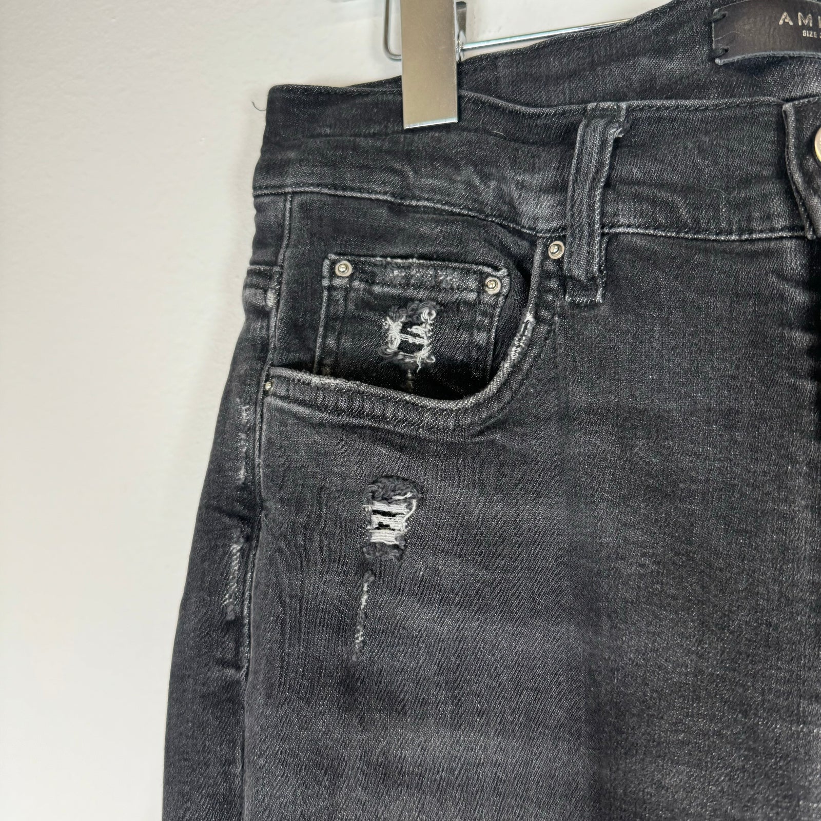 Amiri Black Distressed Skinny Jeans Size 32