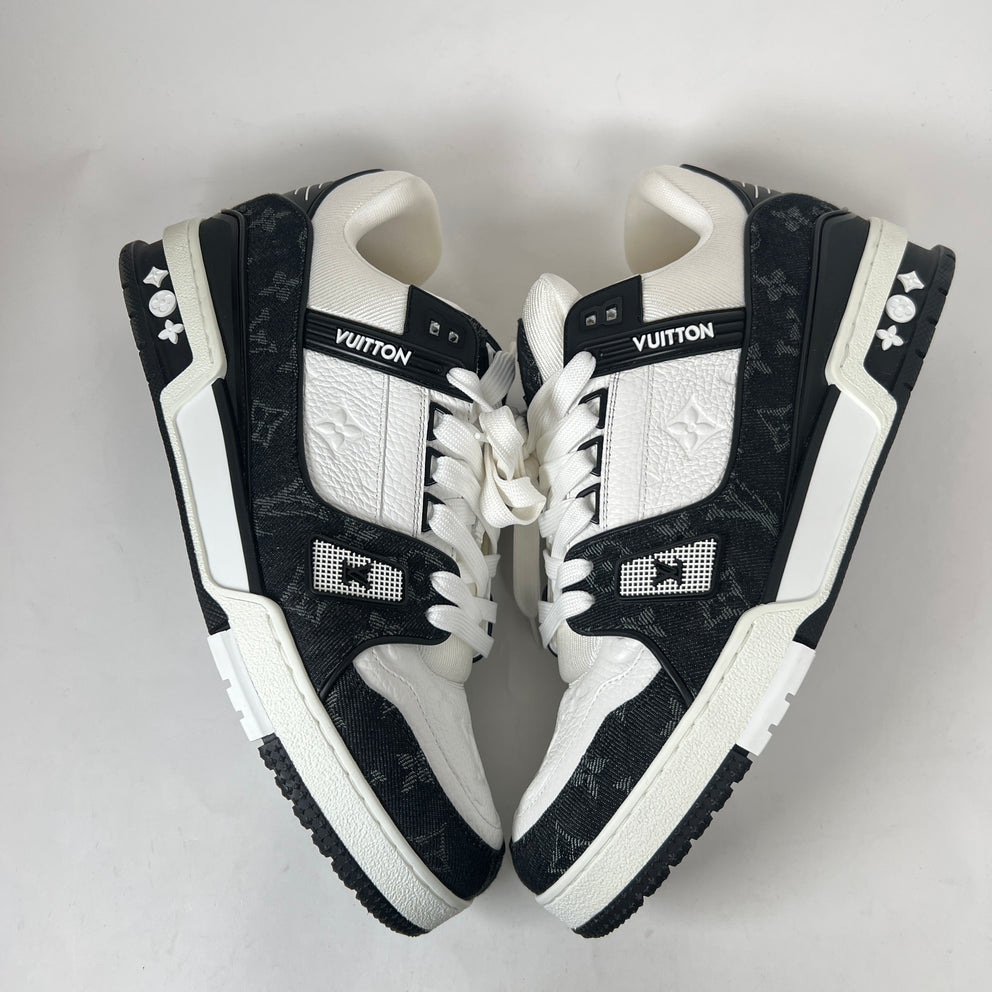 Louis Vuitton Black Noir Denim Monogram Trainer Size LV 9