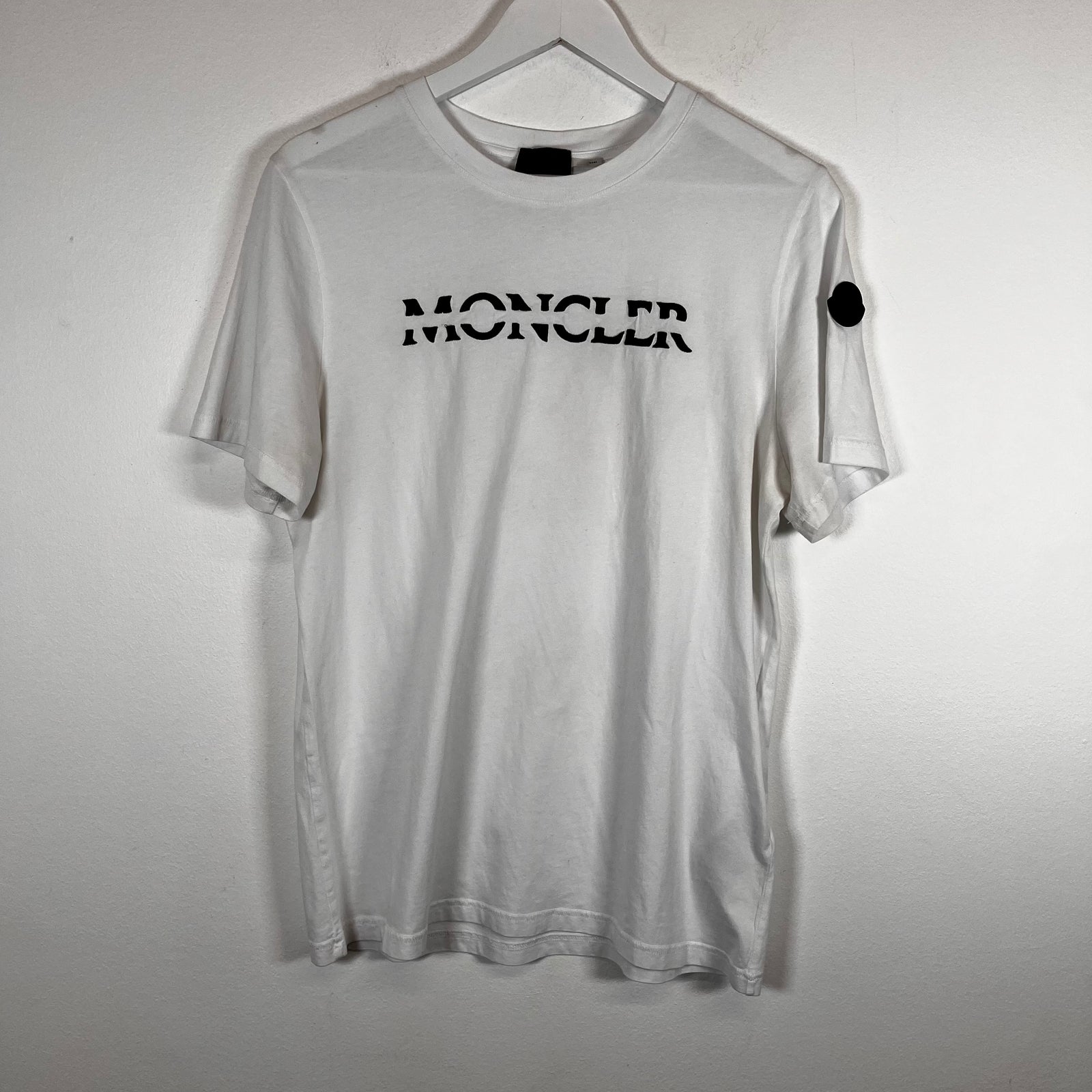 Moncler White Embroidered Logo Tee Size S
