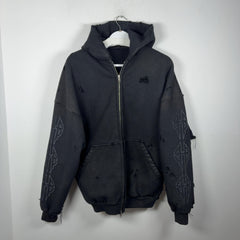 Balenciaga SS24 Paris Moon Distressed Zip-Up Hoodie