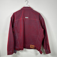 Supreme Flocked Denim Trucker Jacket Red Size L