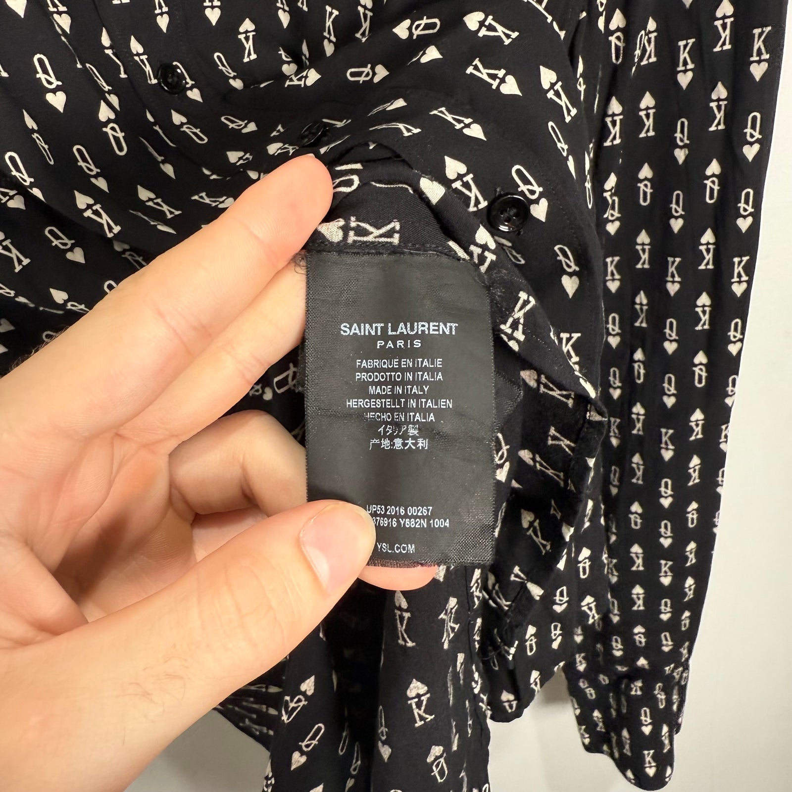 Saint Laurent King & Queen of Hearts Saint Laurent Button Up Shirt Size L