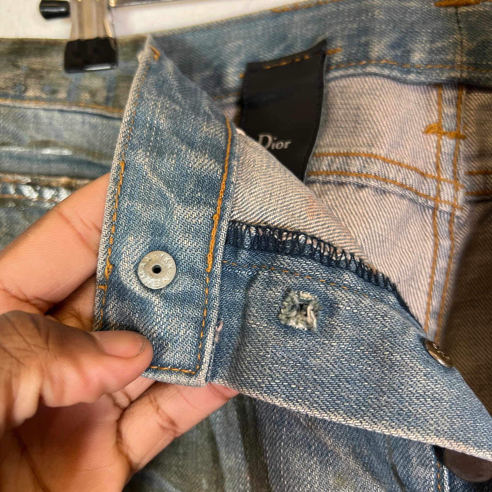 Dior Homme SS04 Bleu Claire Waxed Denim Jeans