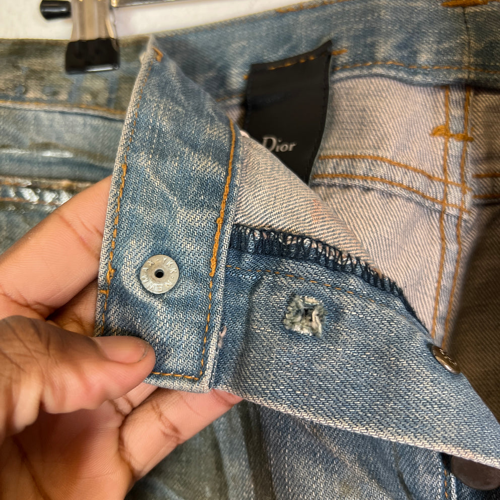 Dior Homme SS04 Bleu Claire Waxed Denim Jeans