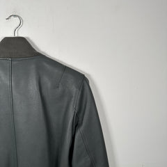 Burberry Dark Steel Leather Bomber Jacket Size 48