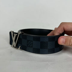 Louis Vuitton LV Silver Initials Navy 40MM Reversible Belt Size 95