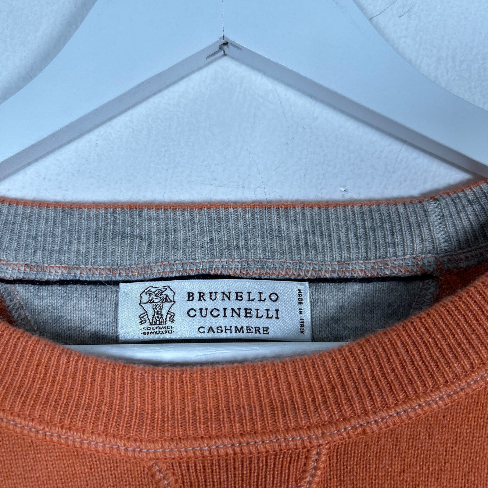 Brunello Cucinelli Orange Cashmere Knit Sweater