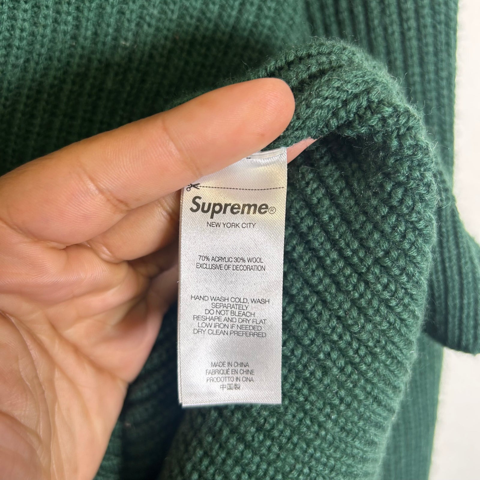 Supreme Green Small Box Logo Polo Sweater Size L