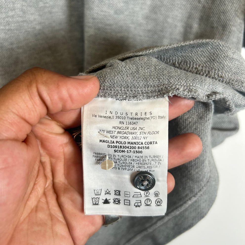 Moncler Grey Double Patch Logo Polo Size XL