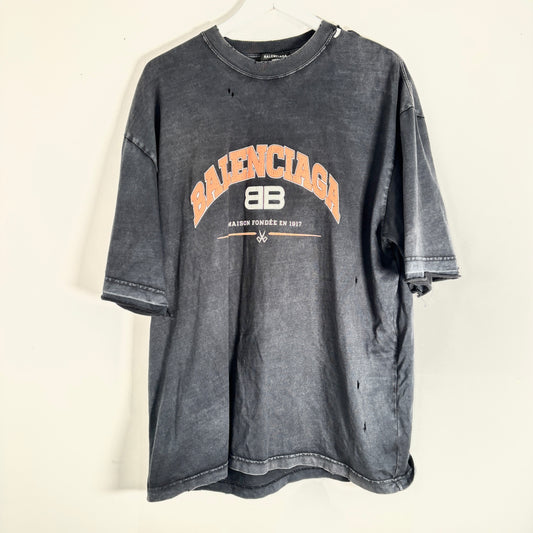 Balenciaga Black/Orange Maison 1917 T-Shirt Size L