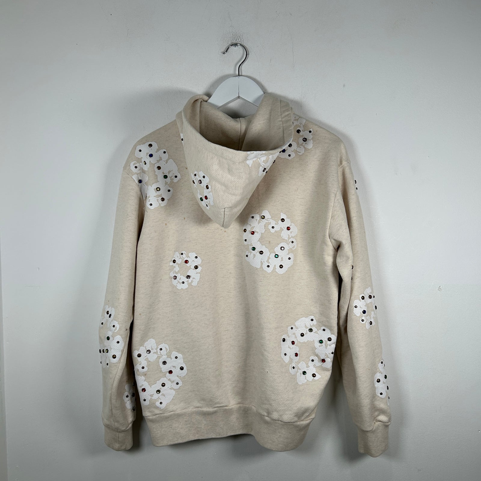 Denim Tears Cream Crystal Wreath Zip-Up Hoodie Size M