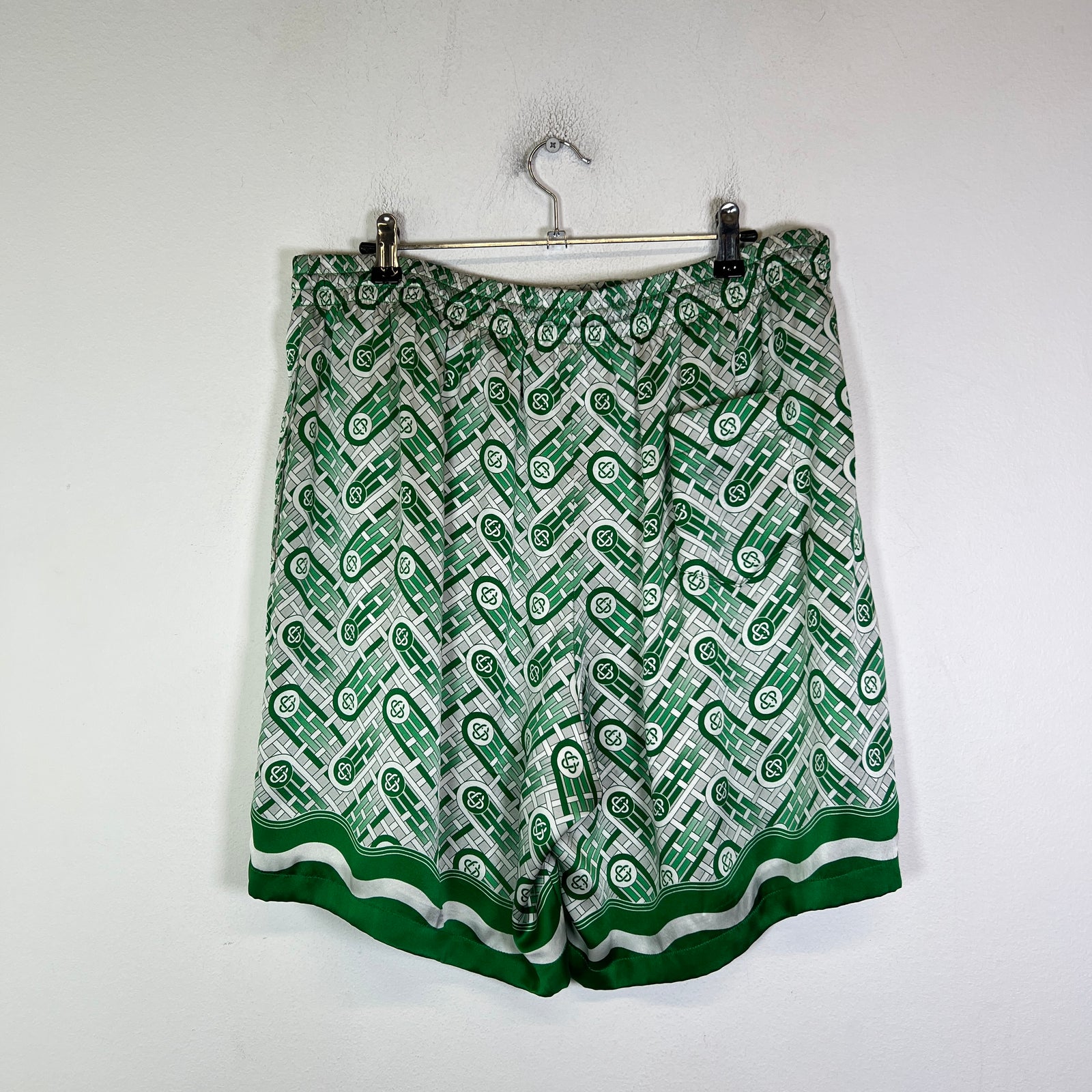 Casablanca Green Ping Pong Monogram Silk Shorts
