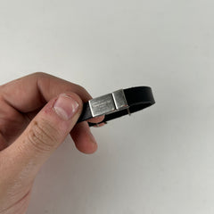 Saint Laurent Black 'YSL' Leather Bracelet