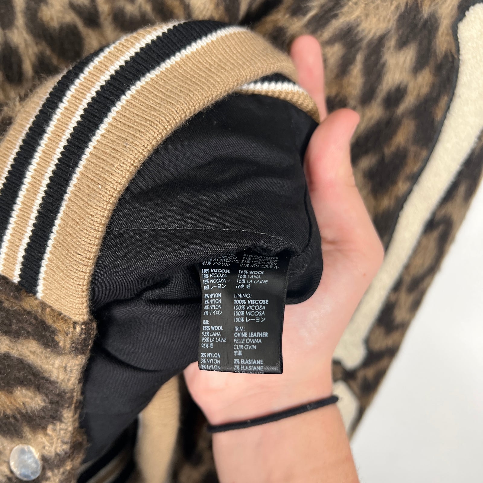 Amiri Leopard Bone Varsity Size M