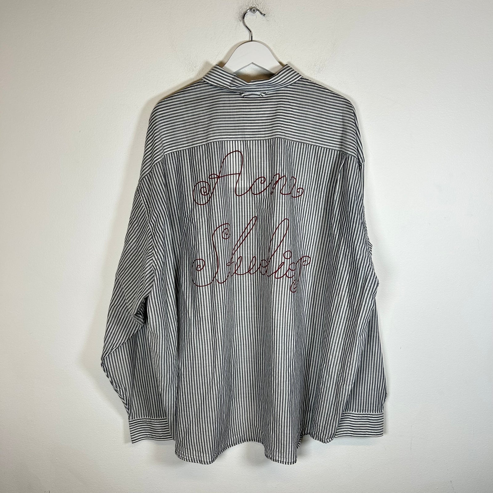 Acne Studios Striped Logo Button-Up Shirt Size L