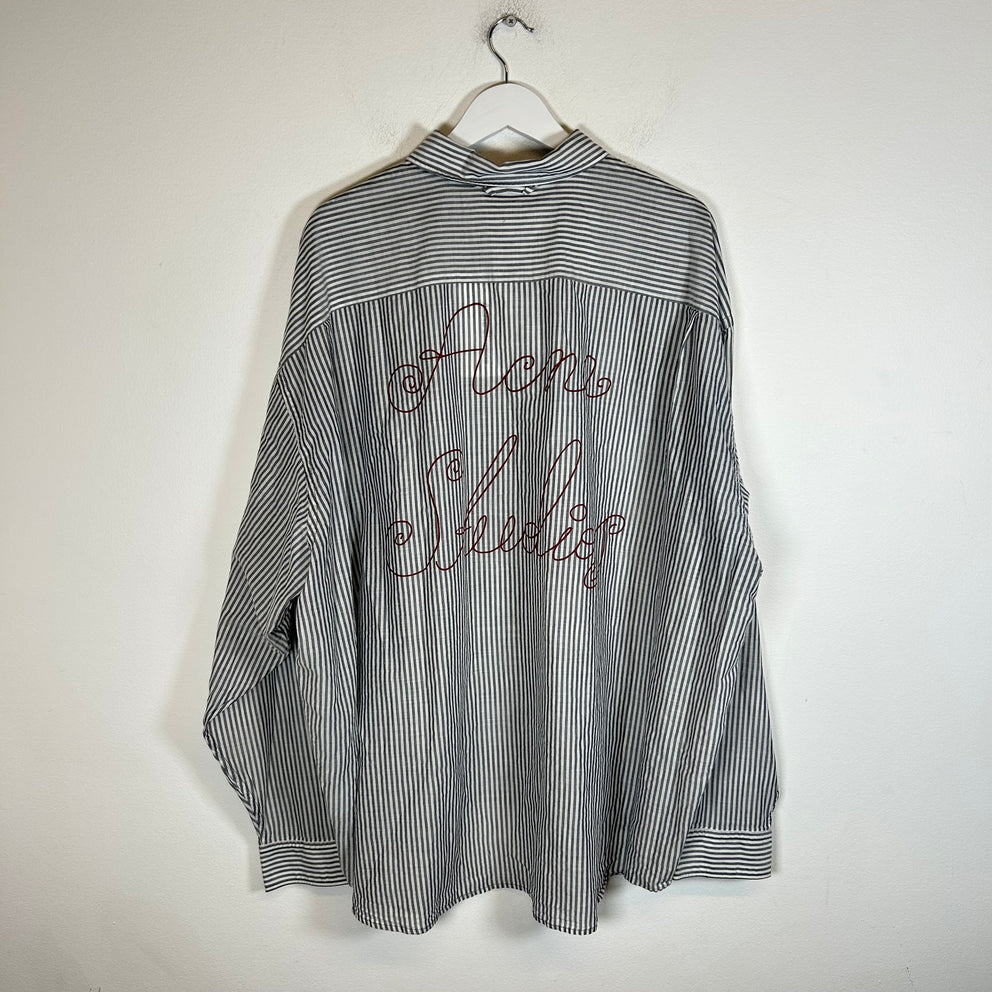 Acne Studios Striped Logo Button-Up Shirt Size L