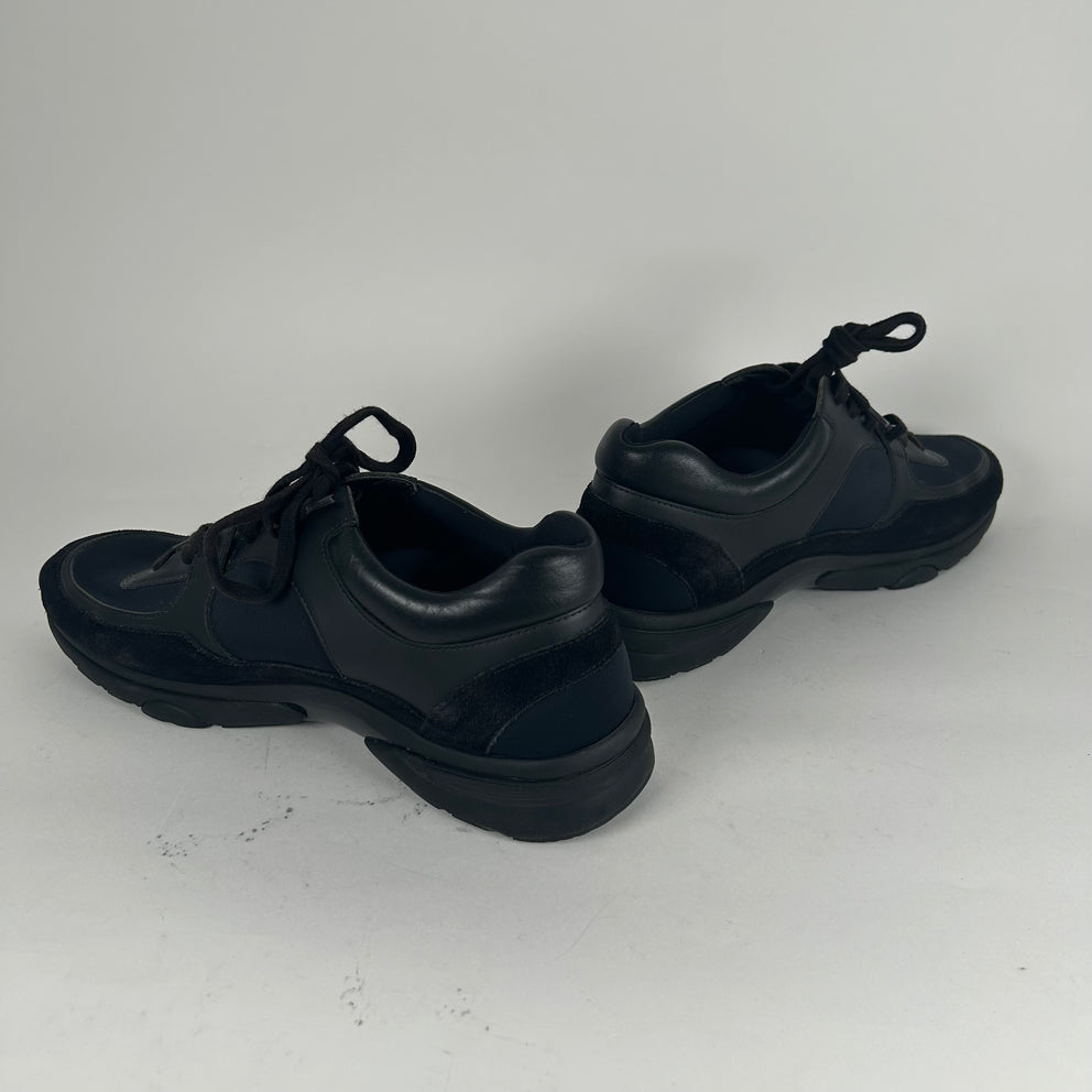 Chanel Triple Black Leather Trainers Size 11