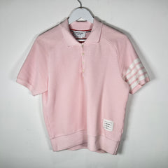 Thom Browne Pink Ribbed 4-Bar Polo Size 2