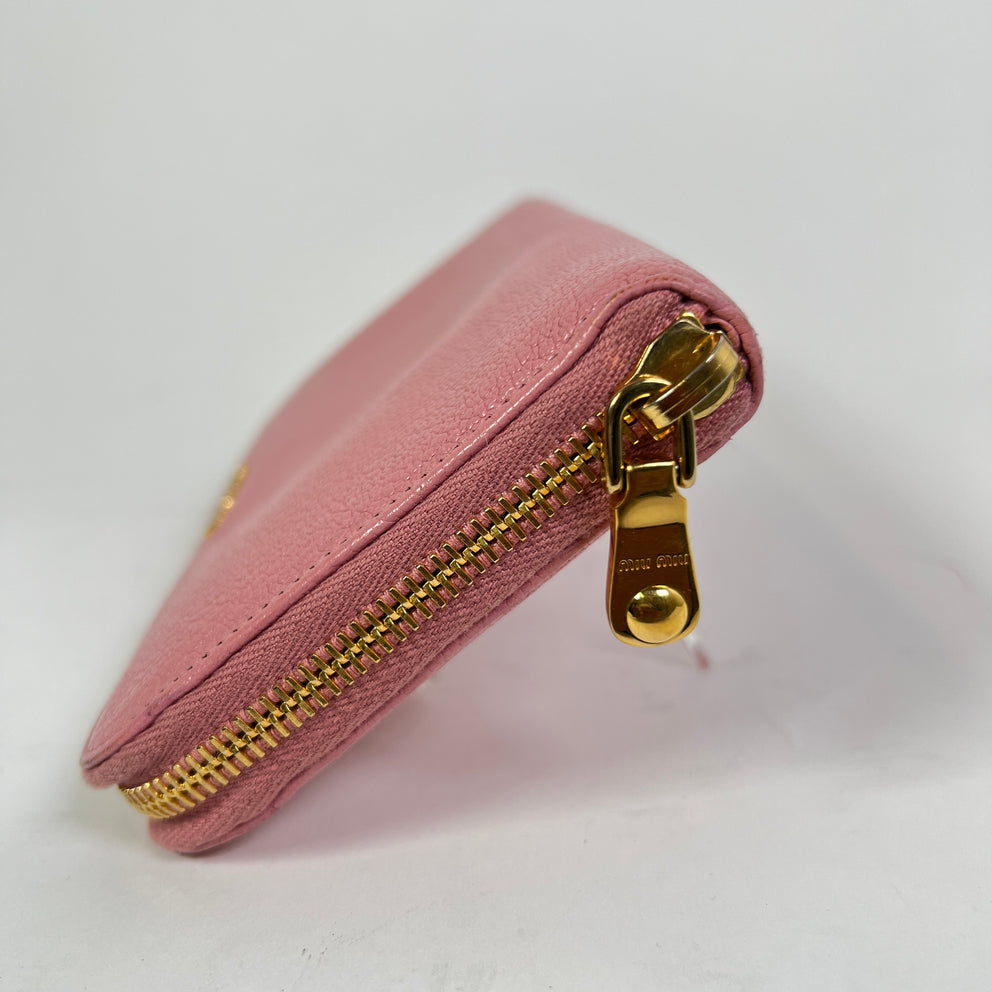 Miu Miu Pink Leather Zip Around Wallet