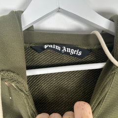 Palm Angels Green Paint Splatter Logo Hoodie Size S